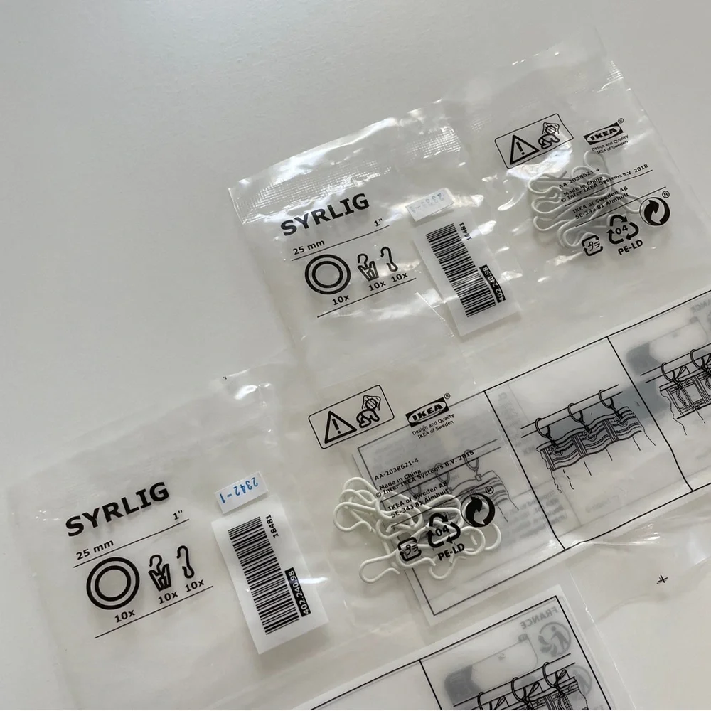 20 IKEA SYRLIG Curtain hooks, white